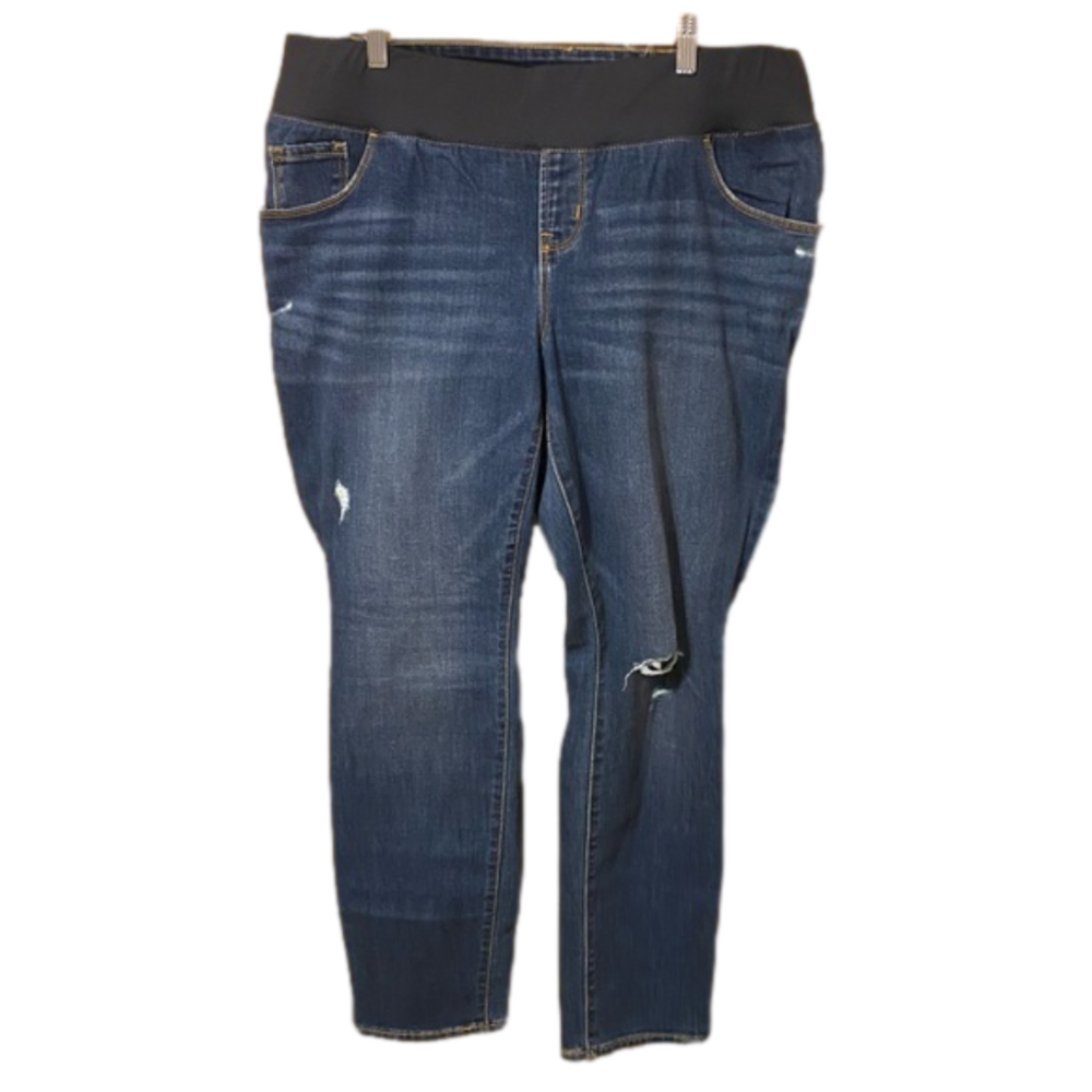 Old Navy Maternity Front-Low Panel Distressed Rockstar Super Skinny Jeans